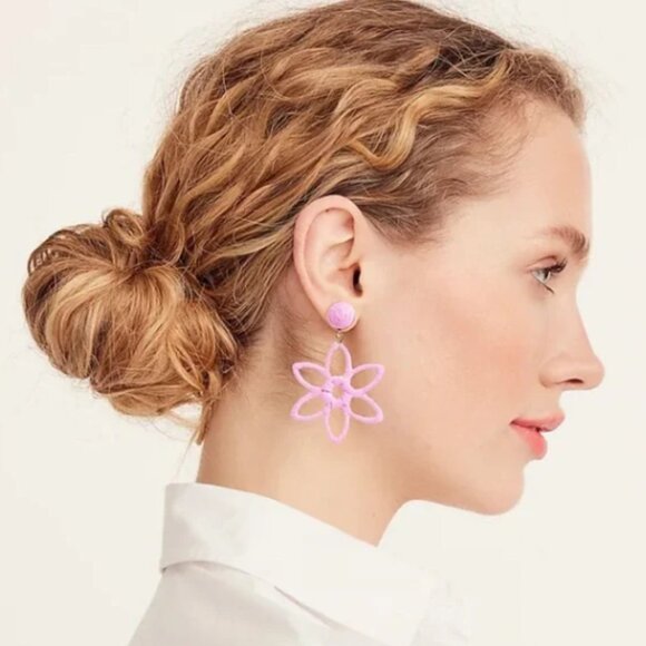 NWT J. Crew Wrapped Flower Statement Earrings, J.Crew Factory - Picture 2 of 4